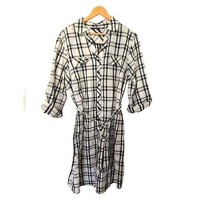 Mlle Gabrielle Black and White Buttoned Tie Front Dress Size 2X